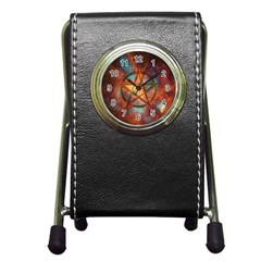 Enchanted Nebula Pentagram Art Pen Holder Desk Clock by ExtraAwesomeSauce