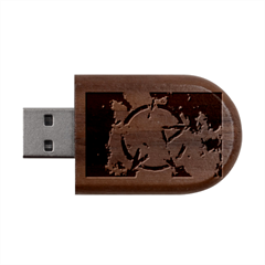 Enchanted Nebula Pentagram Art Wood Oval Usb Flash Drive