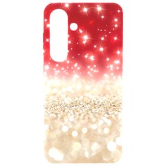 Abstract, Christmas, Glittery, Gold, Red Samsung Galaxy S24 6 2 Inch Black Tpu Uv Case by kyorashop23