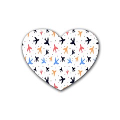 Cute Airplanes Planes Rubber Coaster (heart) by ConteMonfrey