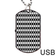 Black And White Circles Pattern Dog Tag Usb Flash (one Side) by ytdream