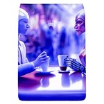 Cyborgs couple eating drinks at street coffee (AI) Removable Flap Cover (L) Front