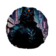 Cyberpunk Demon Samurai Standard 15  Premium Round Cushions by AwesomeSauce