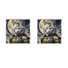 Epic Armored Cat Warrior Cufflinks (square) by ExtraAwesomeSauce