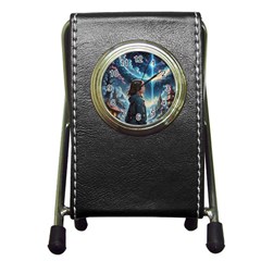 Enchanting Fantasy Night Sky Scene Pen Holder Desk Clock by ExtraAwesomeSauce