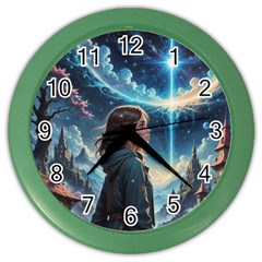 Enchanting Fantasy Night Sky Scene Color Wall Clock by ExtraAwesomeSauce