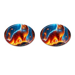 Enchanted Fire Feline Cufflinks (oval) by ExtraAwesomeSauce