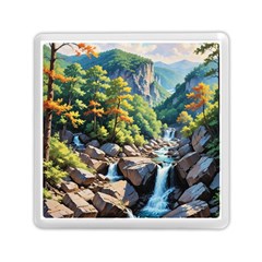 Serene Mountain Waterfall Landscape Memory Card Reader (square) by ExtraAwesomeSauce