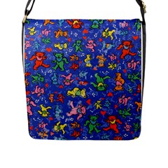 Grateful Dead Dancing Bears Pattern Flap Closure Messenger Bag (l) by Salmanaz77