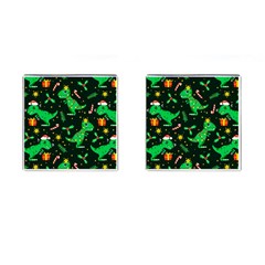 Christmas Funny Pattern Dinosaurs Cufflinks (square) by Ket1n9