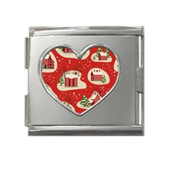 Christmas New Year Seamless Pattern Mega Link Heart Italian Charm (18mm) by Ket1n9