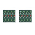 Beautiful Knitted Christmas Pattern Cufflinks (Square) Front(Pair)