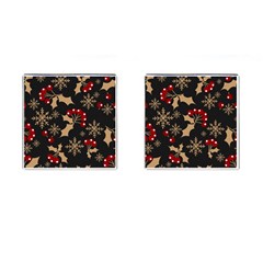 Christmas Pattern With Snowflakes Berries Cufflinks (square) by Ket1n9