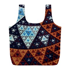 Fractal Triangle Geometric Abstract Pattern Full Print Recycle Bag (l) by Cemarart