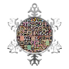 Spanish Gothic Girls Pattern Metal Small Snowflake Ornament by violetheavensky