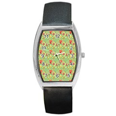 Retro 1880s Flowers Pattern 17 Barrel Style Metal Watch by violetheavensky