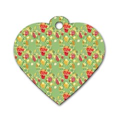 Retro 1880s Flowers Pattern 17 Dog Tag Heart (one Side) by violetheavensky