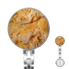 Homemade Flan Extreme Close-up Texture Stainless Steel Nurses Watch by dflcprintsclothing