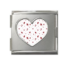 Christmas Xmas Holiday Pattern Background Mega Link Heart Italian Charm (18mm) by Paksenen