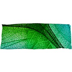 3d Leaves Texture Sheet Blue Green 25 x67  Body Pillow Case Dakimakura (two Sides)