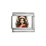 Young Woman With Santa Claus Clothes Isolated Illustration Wb Italian Charm (9mm) Front