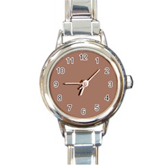 Mocha Mousse Hex Code #a47864 Round Italian Charm Watch by dressshop