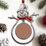 Mocha Mousse Hex Code #a47864 Metal Snowman Ornament Front