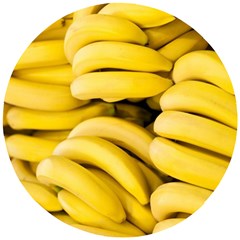 Bananas, Macro, Fruits, Ripe Bananas Wooden Puzzle Round by kyorashop23