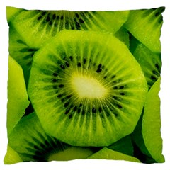 Kiwi Fruits, Close-up, Exotic Fruit Large Premium Plush Fleece Cushion Case (one Side) by kyorashop23