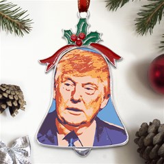 Orange Donald Trump Metal Holly Leaf Bell Ornament by vintagetrump