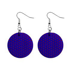 Blue Pattern Red Texture Mini Button Earrings by Mariart