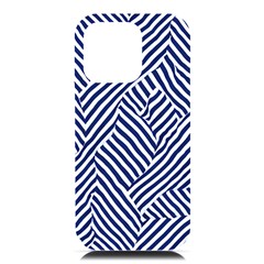 Blue And White Abstract Stripes Iphone 16 Pro Max Black Uv Print Pc Hardshell Case