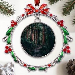 Forest Jungle Trees Tropics Metal X mas Wreath Ribbon Ornament by Bedest