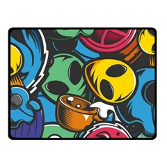 Funky Alien Pattern Abstract Colourful Drawing Fleece Blanket (small) by Posterlux