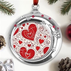 Be My Valentine Metal Snowflake Red Crystal Round Ornament by pollyparadiseartshop