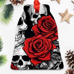 Roses And Skulls Bell Ornament (two Sides) by pollyparadiseartshop