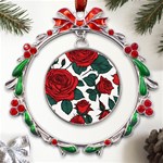 Roses Metal X mas Wreath Ribbon Ornament Front