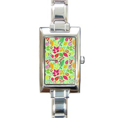 Flower Flora Floral Nature Pattern Seamless Rectangle Italian Charm Watch