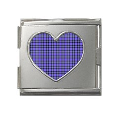 Blue Tartan Plaid 1 Mega Link Heart Italian Charm (18mm) by dressshop