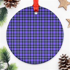 Blue Tartan Plaid 1 Round Ornament (two Sides) by dressshop