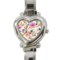 Abstract Floral Background Heart Italian Charm Watch