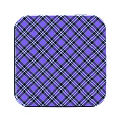 Blue Tartan Plaid 1 Diagonal Square Metal Box (black) by dressshop