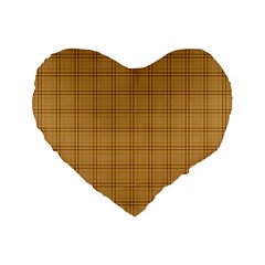 Autumn Fall Plaid Tartan 1 Standard 16  Premium Flano Heart Shape Cushions by dressshop