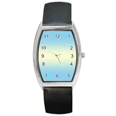 Baby Blue To Cream Yellow Bilinear Gradient Barrel Style Metal Watch