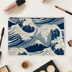 Japanese Wave Pattern Cosmetic Bag (large) by Cemarart