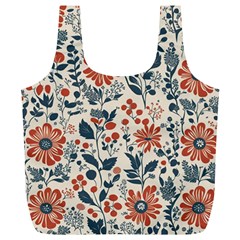 Retro Scandinavian Nordic Flowers Pattern Full Print Recycle Bag (xl) by violetheavensky