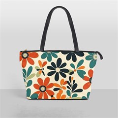 Retro Scandinavian Nordic Flowers Pattern 2 Classic Shoulder Handbag by violetheavensky