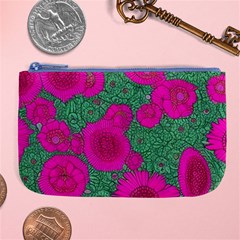 Mid Century Retro Floral 1970s 1960s Pattern 97 Large Coin Purse by violetheavensky