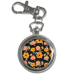 Retro 40s 50s Flowers Pattern Halloween 3 Key Chain Watches