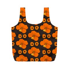 Retro 40s 50s Flowers Pattern Halloween 2 Full Print Recycle Bag (m) by violetheavensky